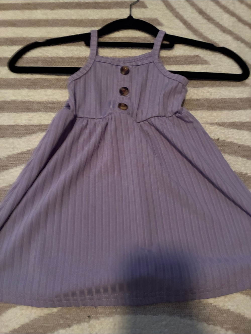 Girls' Lavender Spaghetti-Strap Dress with Button Detail